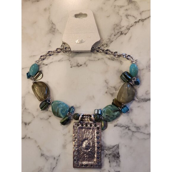 Drapers & Damons Singing The Blues Beaded Pendant Necklace BOHO - Picture 4 of 4